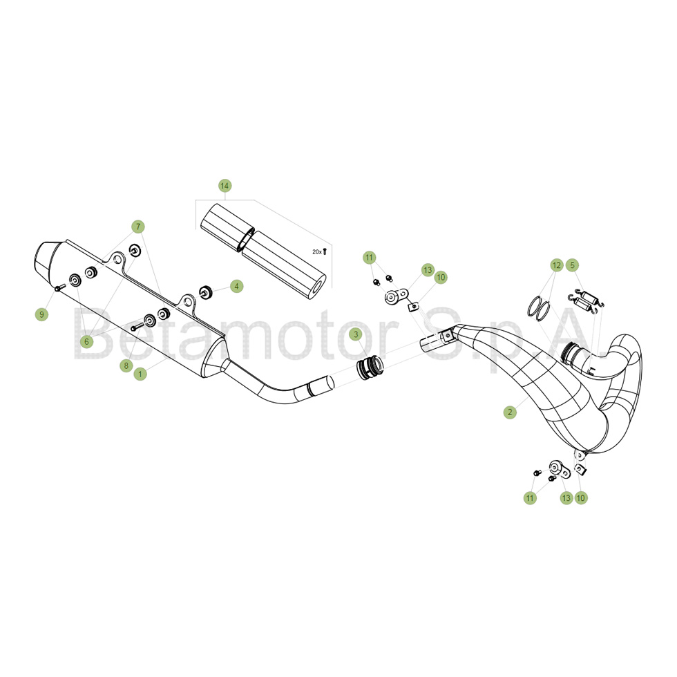 Beta  RR300 18 Auspuffsystem Ersatzteile