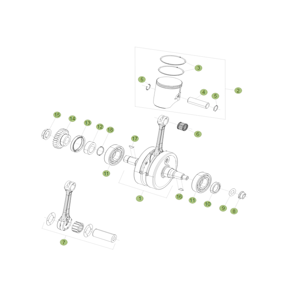 Beta  RR300 18 Kurbelwelle/Kolben/Ausgleichswelle Ersatzteile
