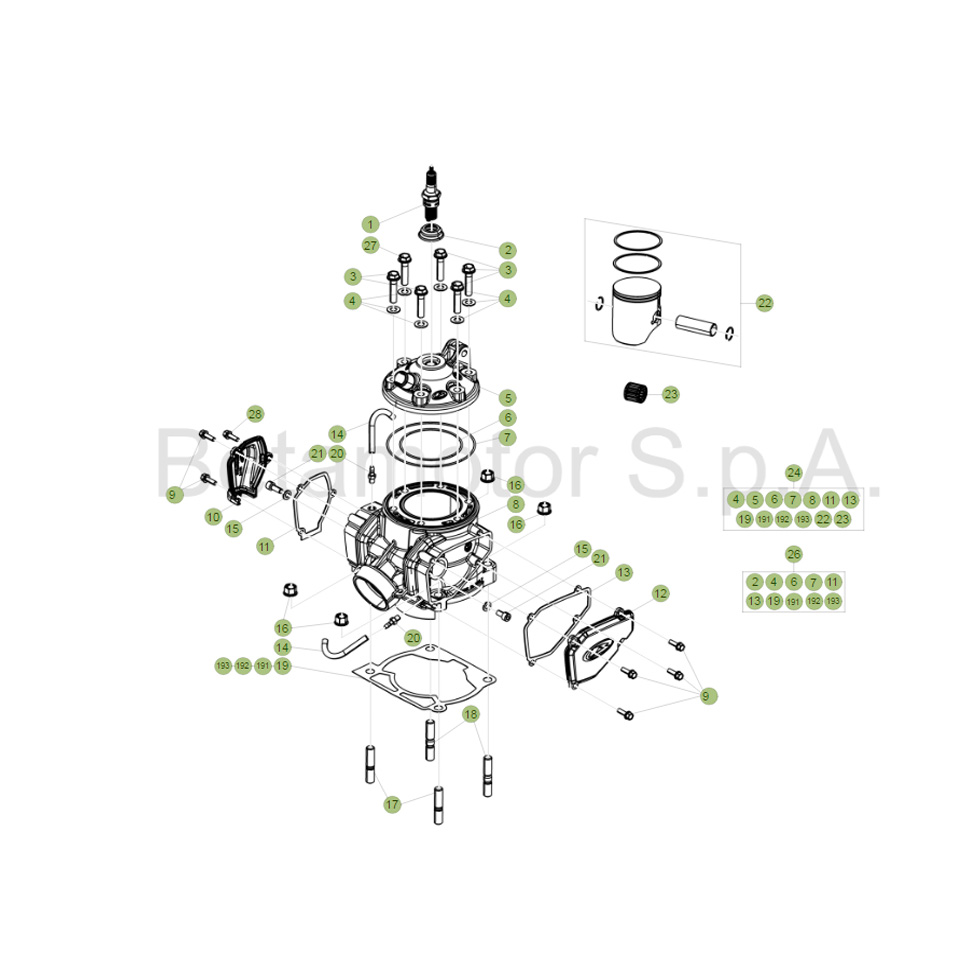 Beta  RR300 18 Zylinder/Zylinderkopf/Ventiltrieb Ersatzteile