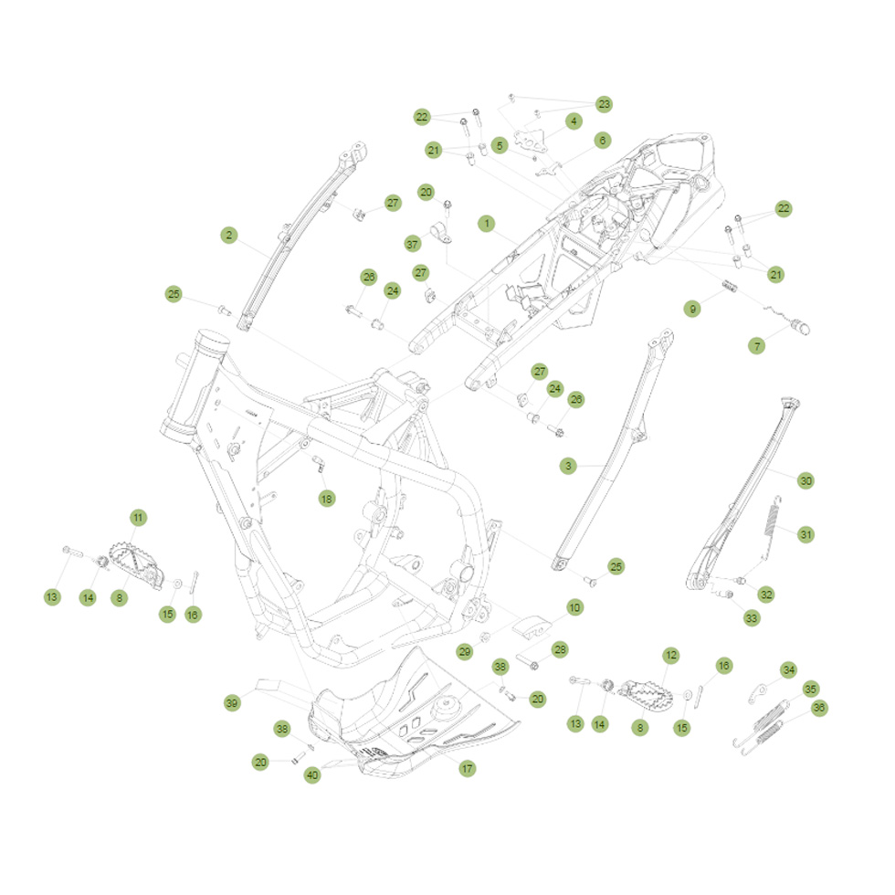 Beta RR250 2T Racing 14 Rahmen Zubehör Ersatzteile