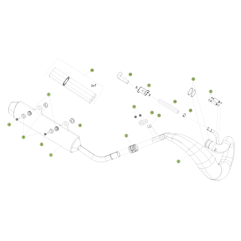 Beta RR250 2T Racing 14 Auspuffsystem 2 Ersatzteile Beta RR250 2T Racing 14 Auspuffsystem 2 Ersatzteile