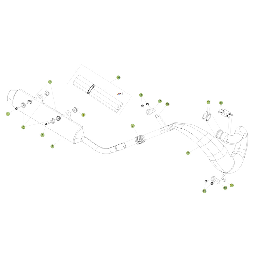 Beta RR250 2T Racing 15 Auspuffsystem 1 Ersatzteile
