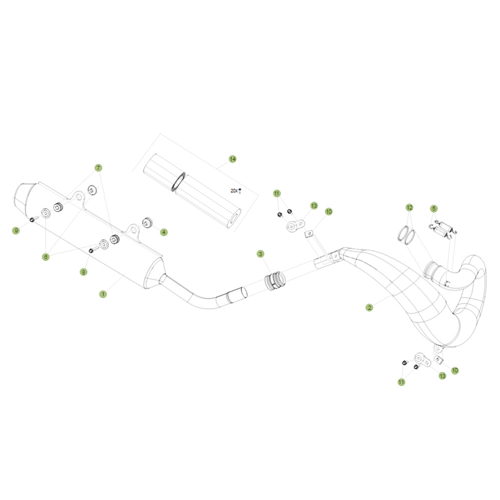 Beta RR300 15 Auspuffsystem 1 Ersatzteile