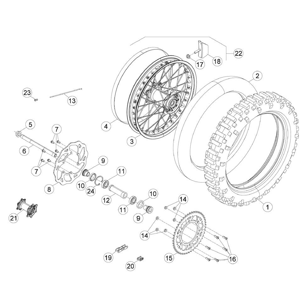 Beta RR300 14 Hinterrad Ersatzteile Beta RR300 14 Hinterrad Ersatzteile