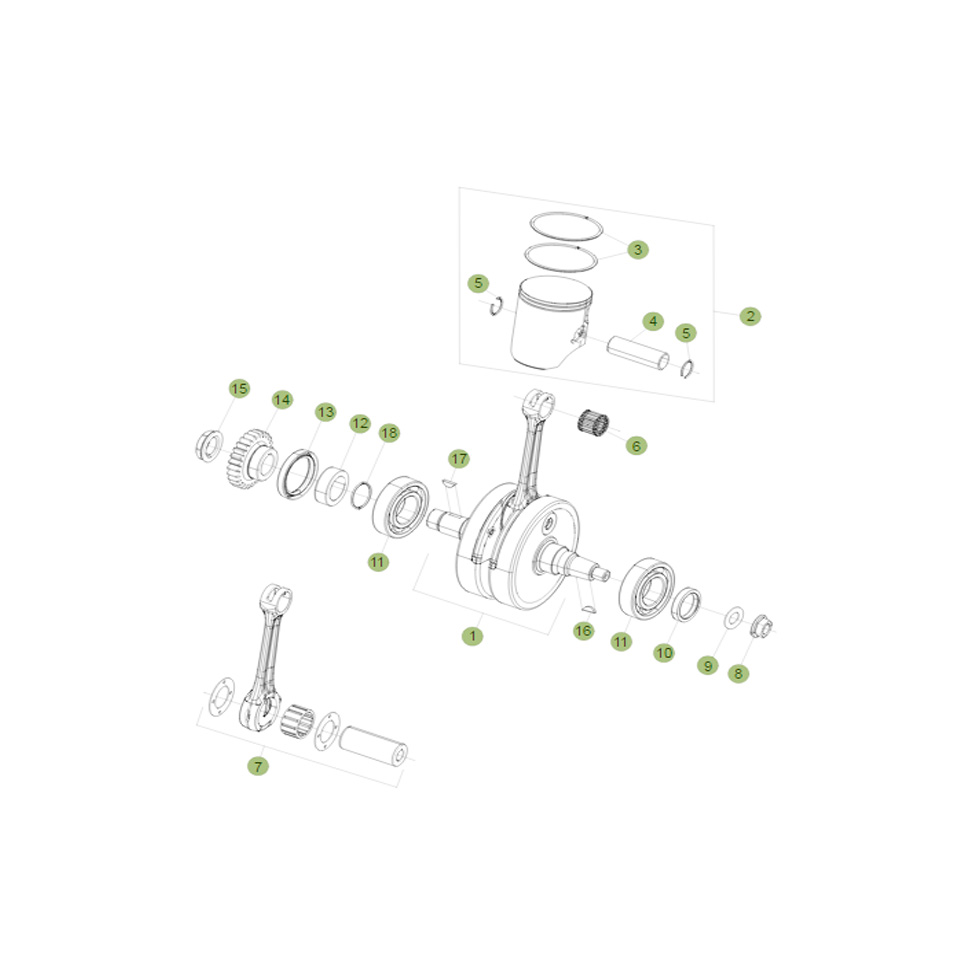 Beta RR300RC 19 Kurbelwelle/Kolben/Ausgleichswelle Ersatzteile Beta RR300RC 19 Kurbelwelle/Kolben/Ausgleichswelle Ersatzteile