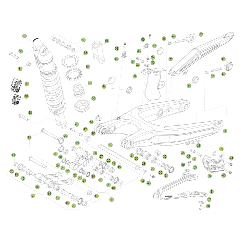 Beta RR350 14 Schwingarm - Federbein 1 Ersatzteile Beta RR350 14 Schwingarm - Federbein 1 Ersatzteile