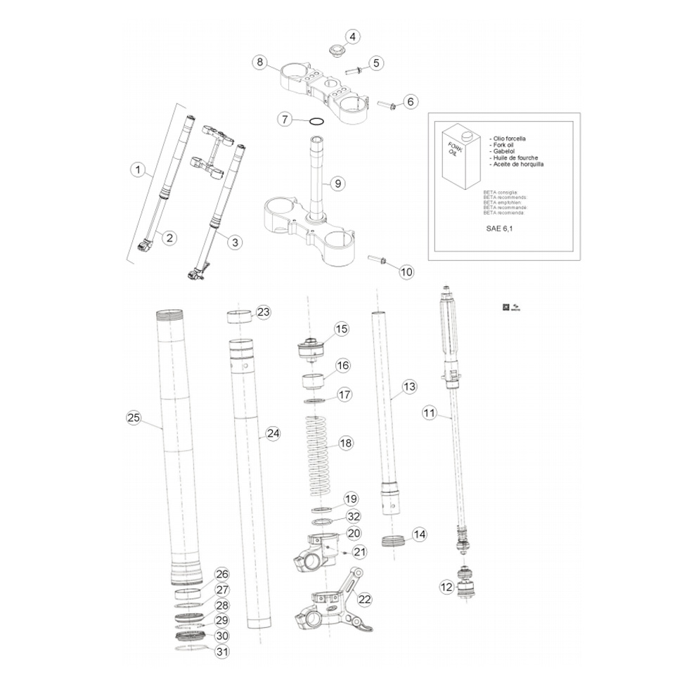 Beta RR350 14 Gabel Ersatzteile