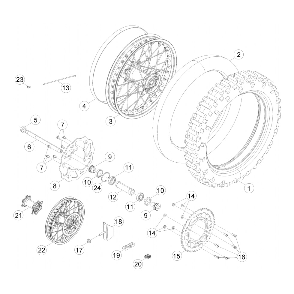 Beta RR350 16 Hinterrad Ersatzteile Beta RR350 16 Hinterrad Ersatzteile