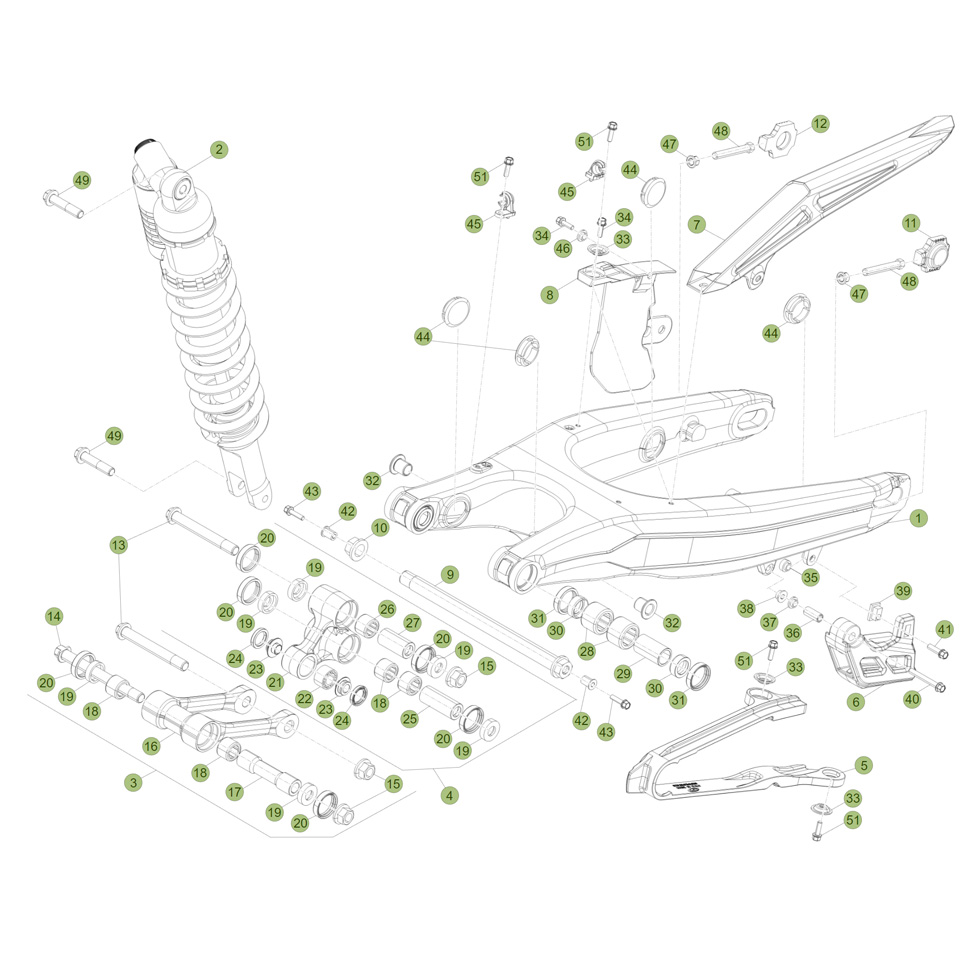 Beta RR390 17 Schwingarm/Federbein 1 Ersatzteile