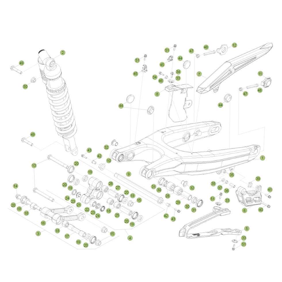 Beta RR350 EFI 15 Schwingarm/Federbein 1 Ersatzteile