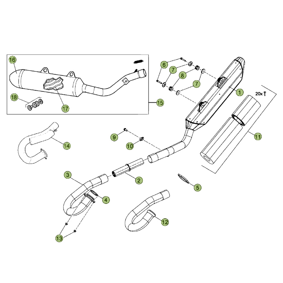 Beta RR350 Factory 12 Auspuffsystem Ersatzteile Beta RR350 Factory 12 Auspuffsystem Ersatzteile