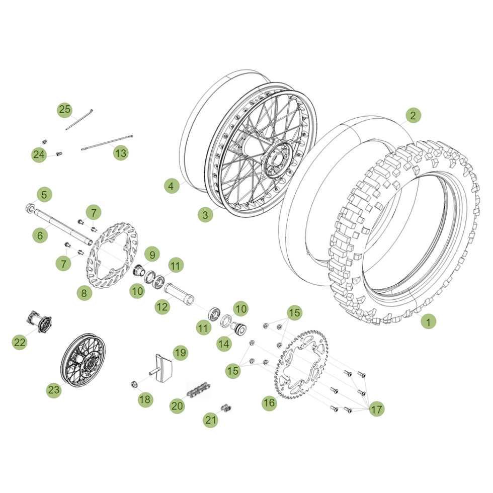 Beta RR350 Factory 12 Hinterrad 2 Ersatzteile