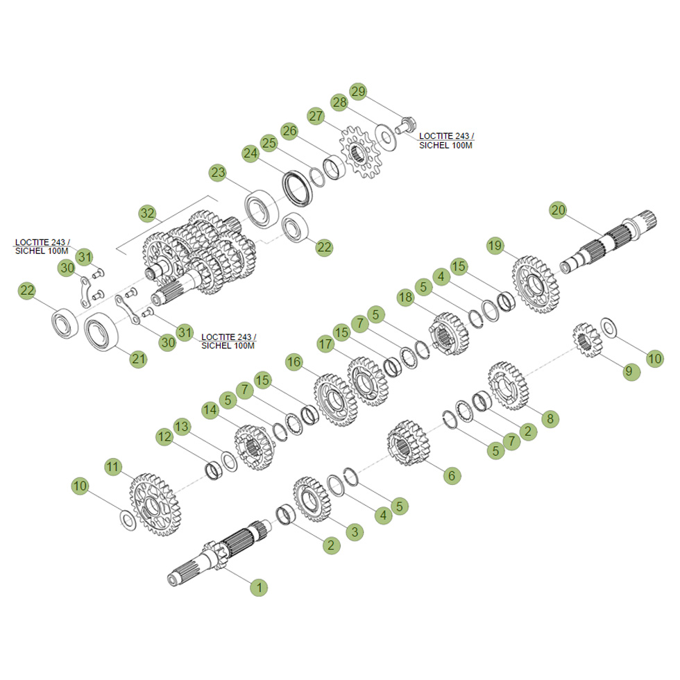 Beta RR350 Factory 12 Getriebe Ersatzteile Beta RR350 Factory 12 Getriebe Ersatzteile