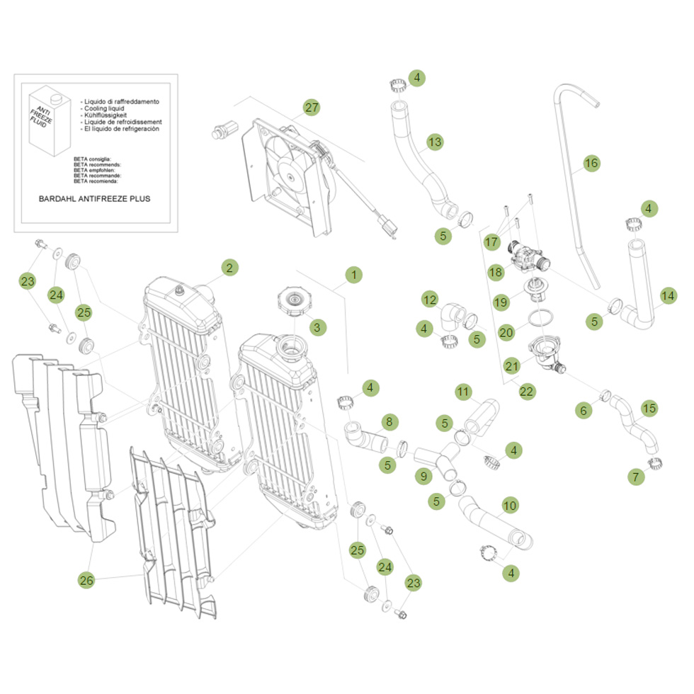 Beta RR350 Factory 14 Kühlsystem Ersatzteile Beta RR350 Factory 14 Kühlsystem Ersatzteile