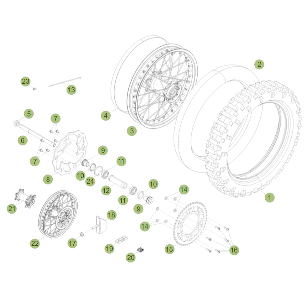 Beta RR350 Factory 14 Hinterrad Ersatzteile