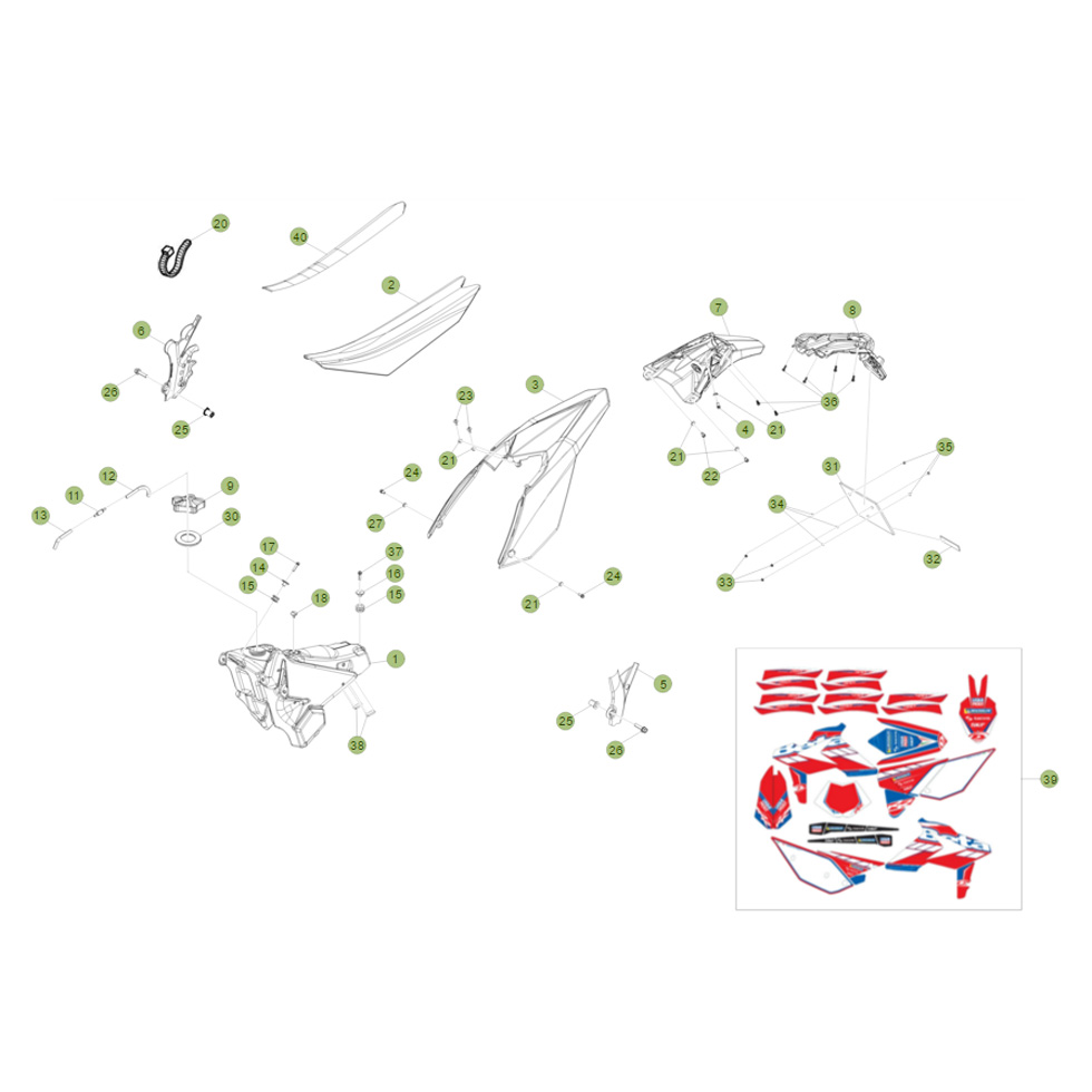 Beta RR350 Racing 15 Verkleidung/Sitzbank/Tank 1 Ersatzteile Beta RR350 Racing 15 Verkleidung/Sitzbank/Tank 1 Ersatzteile