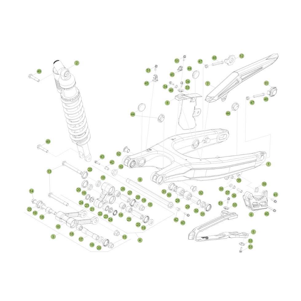 Beta RR390 Racing 17 Schwingarm/Federbein 1 Ersatzteile
