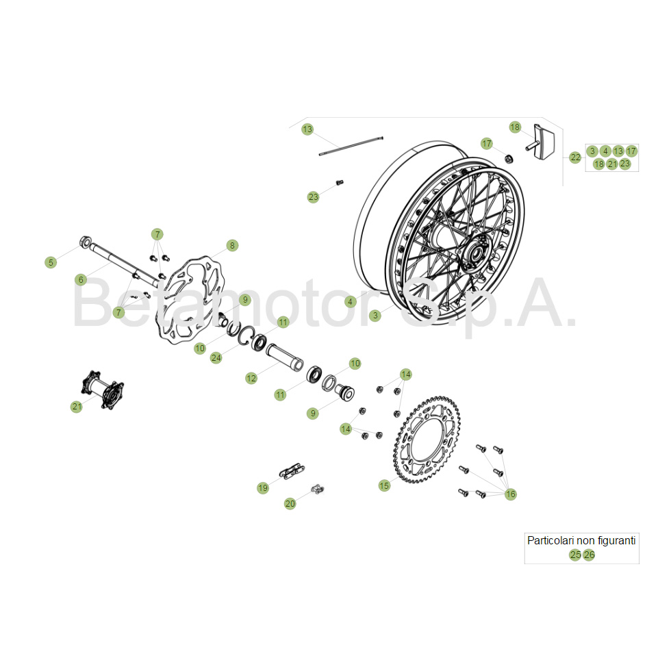 Beta RR350 Racing 17 Hinterrad Ersatzteile Beta RR350 Racing 17 Hinterrad Ersatzteile