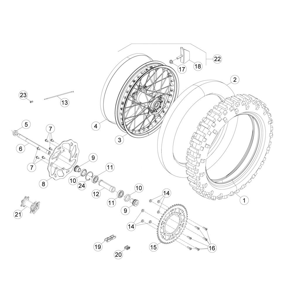 Beta RR390 16 Hinterrad Ersatzteile Beta RR390 16 Hinterrad Ersatzteile