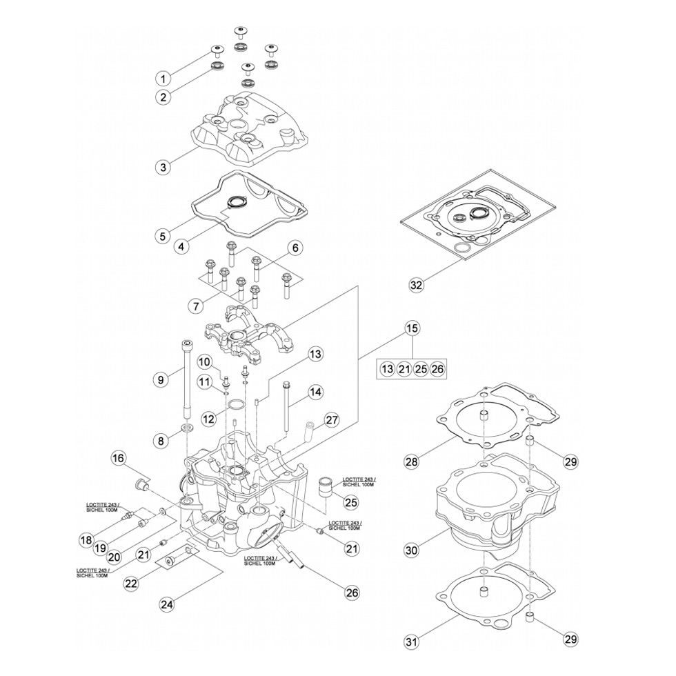 Beta RR390 16 Zylinder - Zylinderkopf - Ventiltrieb 1 Ersatzteile