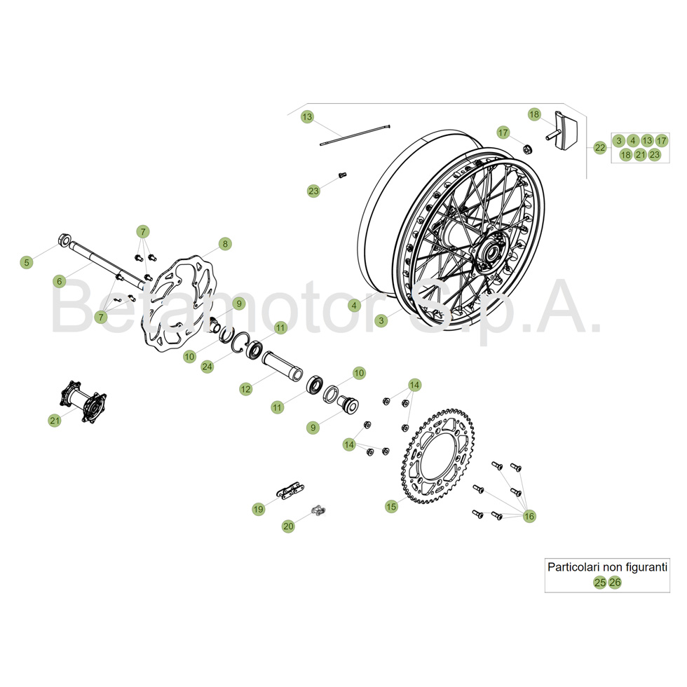 Beta RR390 4T 18 Hinterrad Ersatzteile