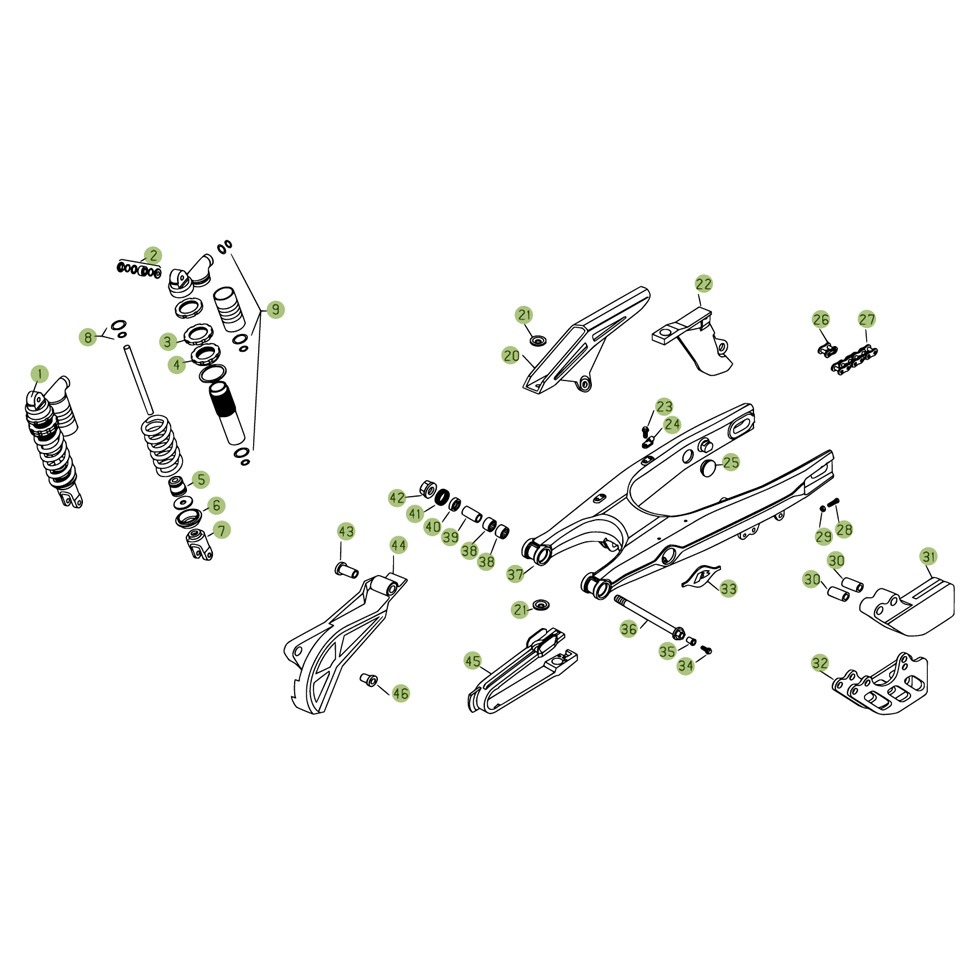 Beta RR400 08 Schwingarm - Federbein Ersatzteile