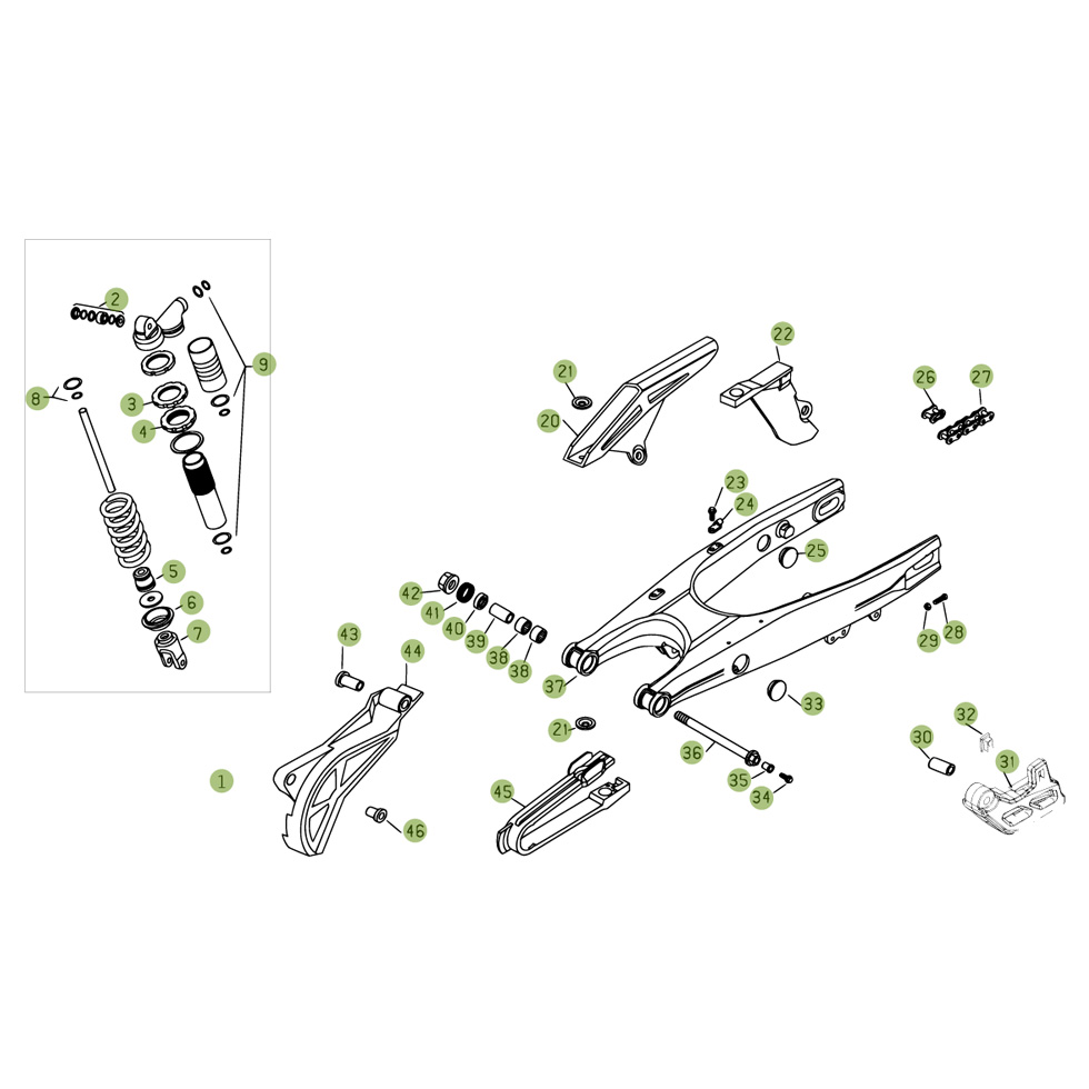 Beta RR400 09 Schwingarm - Federbein Ersatzteile