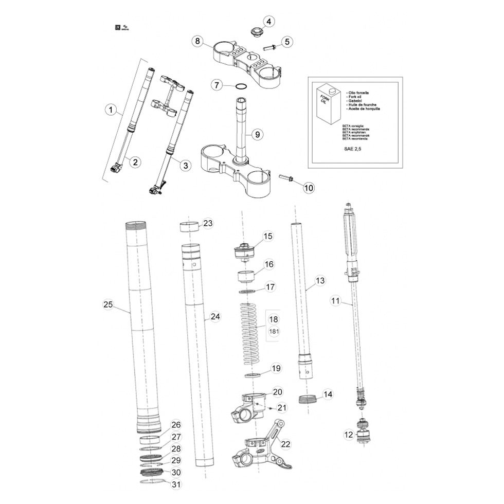 Beta RR400 13 Gabel Ersatzteile