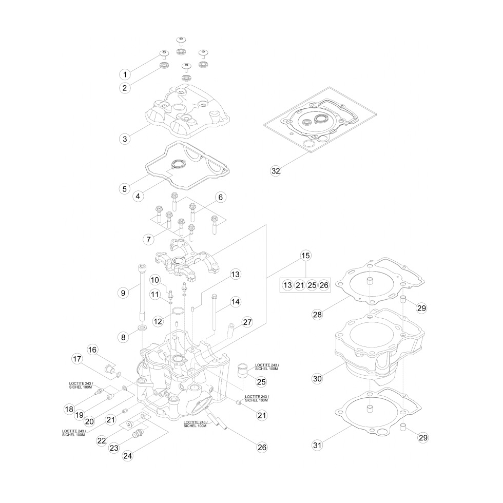 Beta RR400 13 Zylinder - Zylinderkopf - Ventiltrieb Ersatzteile