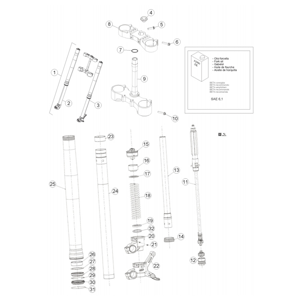 Beta RR400 14 Gabel Ersatzteile Beta RR400 14 Gabel Ersatzteile
