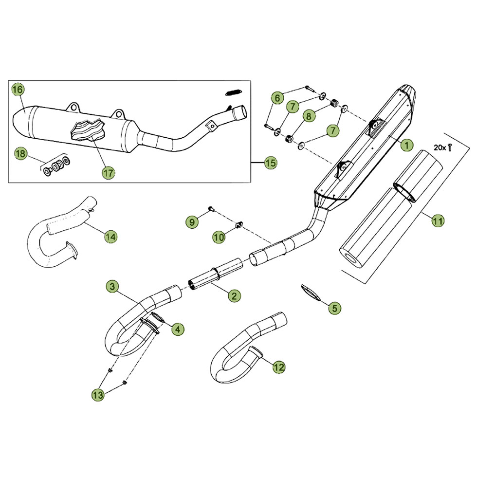 Beta RR400 Factory 12 Auspuffsystem Ersatzteile Beta RR400 Factory 12 Auspuffsystem Ersatzteile