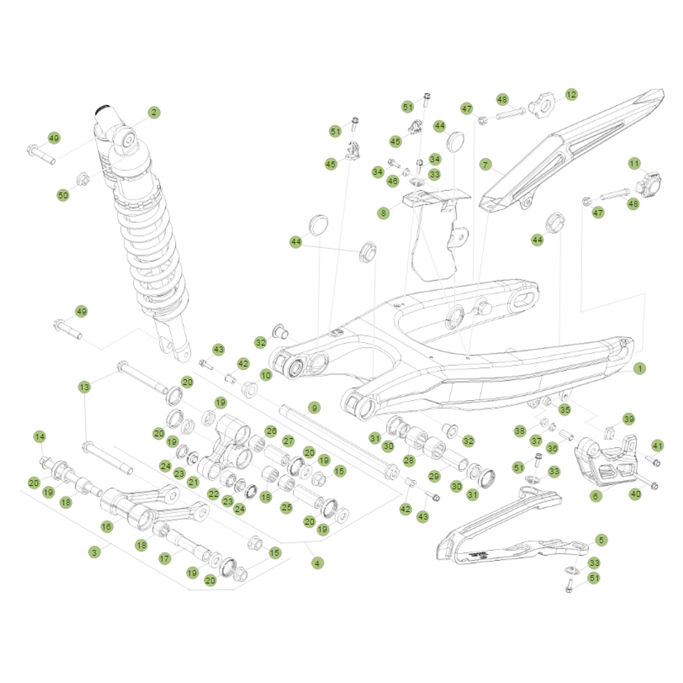Beta RR430 15 Schwingarm/Federbein 1 Ersatzteile