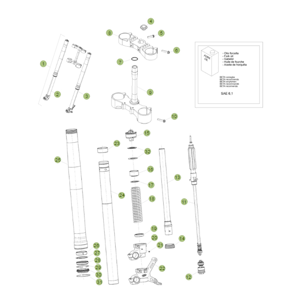 Beta RR430 15 Gabel Ersatzteile