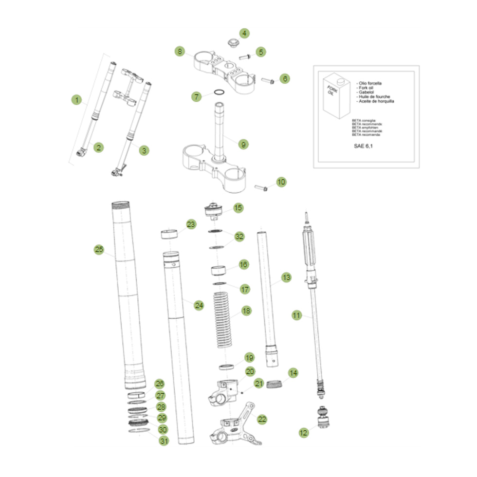 Beta RR430 16 Gabel Ersatzteile