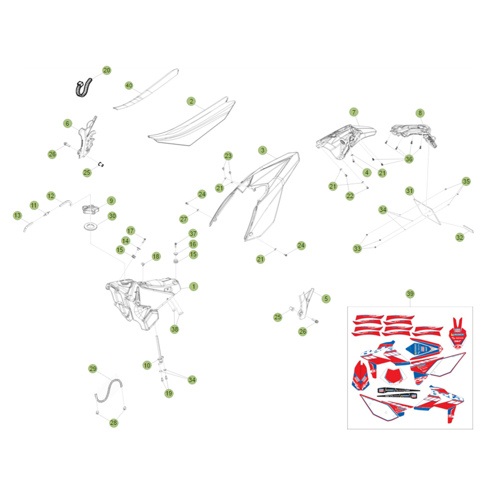 Beta RR430 Racing 15 Verkleidung/Sitzbank/Tank 1 Ersatzteile Beta RR430 Racing 15 Verkleidung/Sitzbank/Tank 1 Ersatzteile