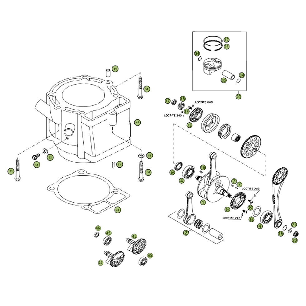 Beta RR450 06 Kurbelwelle - Kolben - Ausgleichwelle Ersatzteile Beta RR450 06 Kurbelwelle - Kolben - Ausgleichwelle Ersatzteile