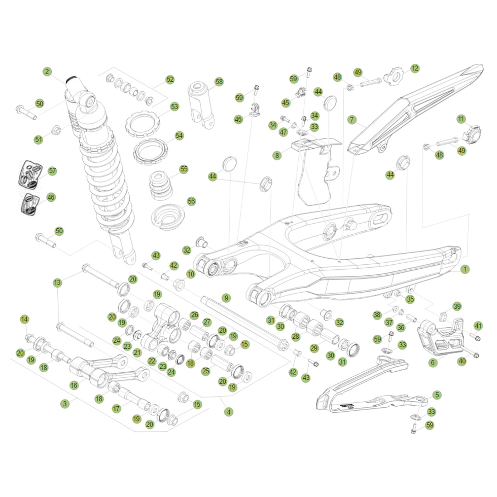 Beta RR450 Factory 11 Schwingarm/Federbein Ersatzteile Beta RR450 Factory 11 Schwingarm/Federbein Ersatzteile