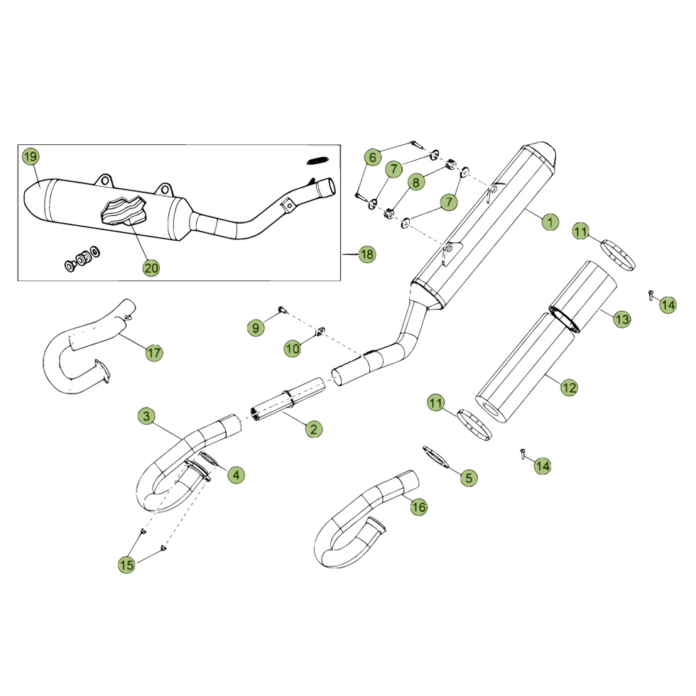 Beta RR450 Factory 11 Auspuffsystem Ersatzteile