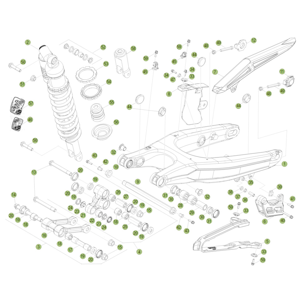 Beta RR450 11 Schwingarm - Federbein Ersatzteile Beta RR450 11 Schwingarm - Federbein Ersatzteile