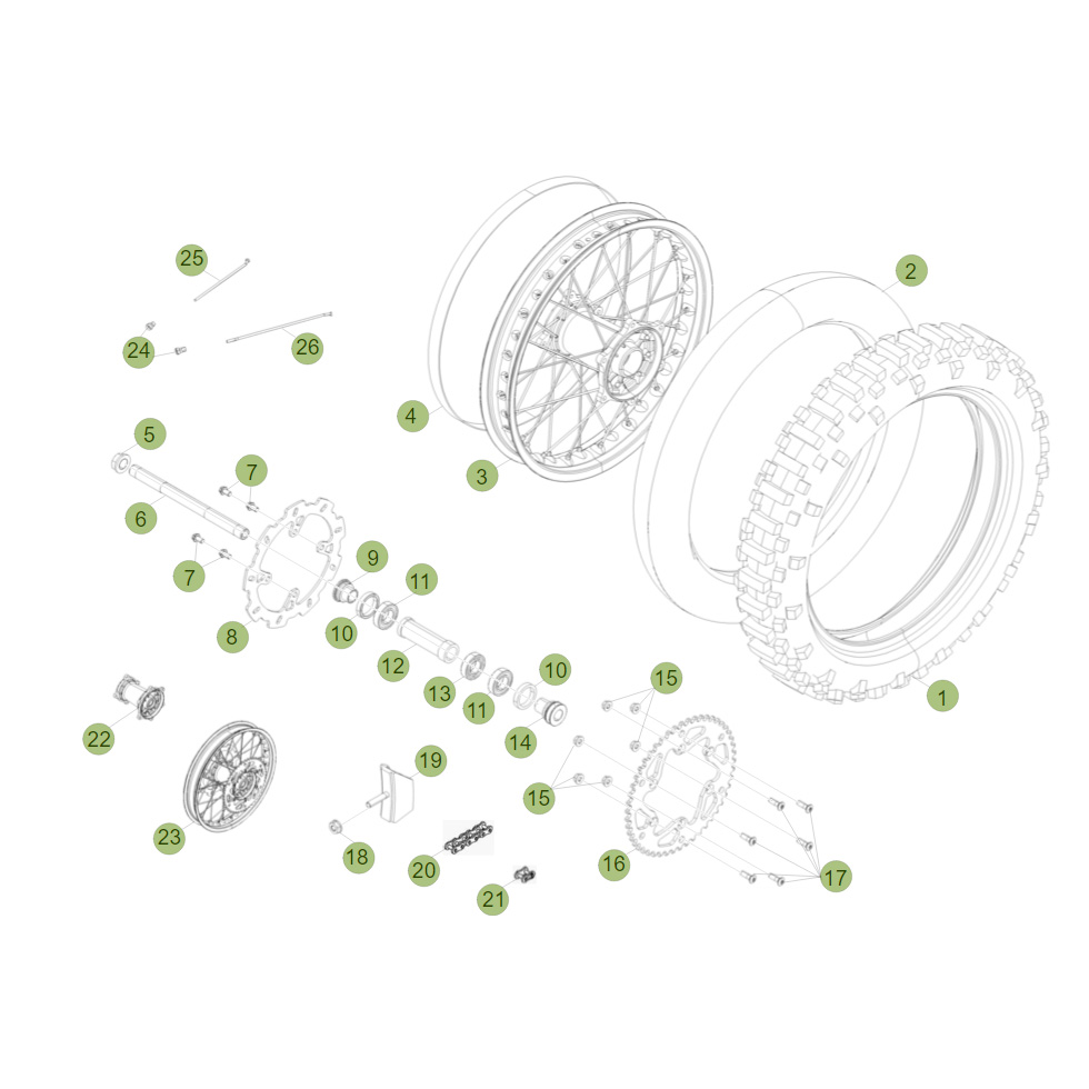 Beta RR450 12 Hinterrad Ersatzteile Beta RR450 12 Hinterrad Ersatzteile