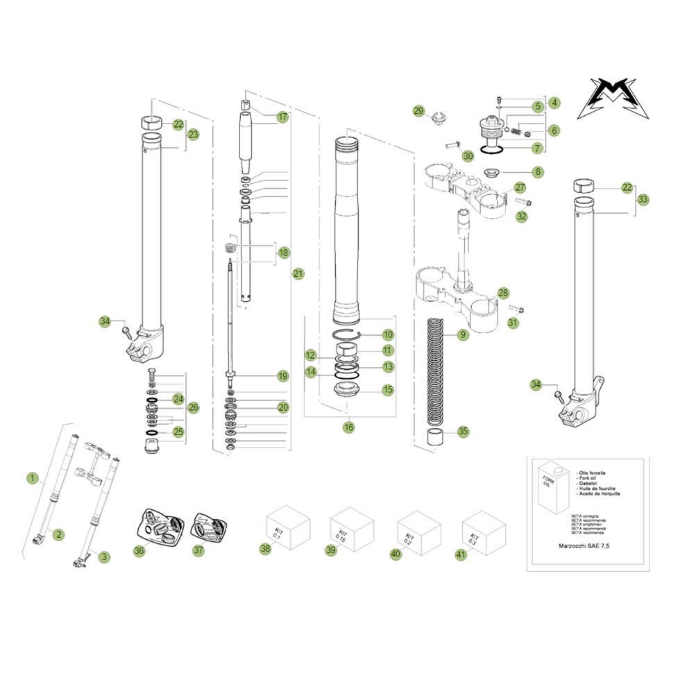 Beta RR450 11 Gabel Ersatzteile Beta RR450 11 Gabel Ersatzteile