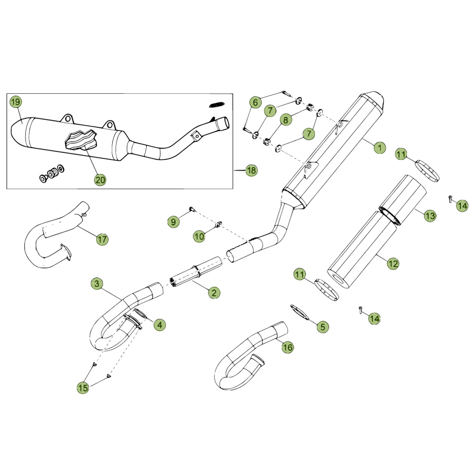 Beta RR450 11 Auspuffsystem Ersatzteile
