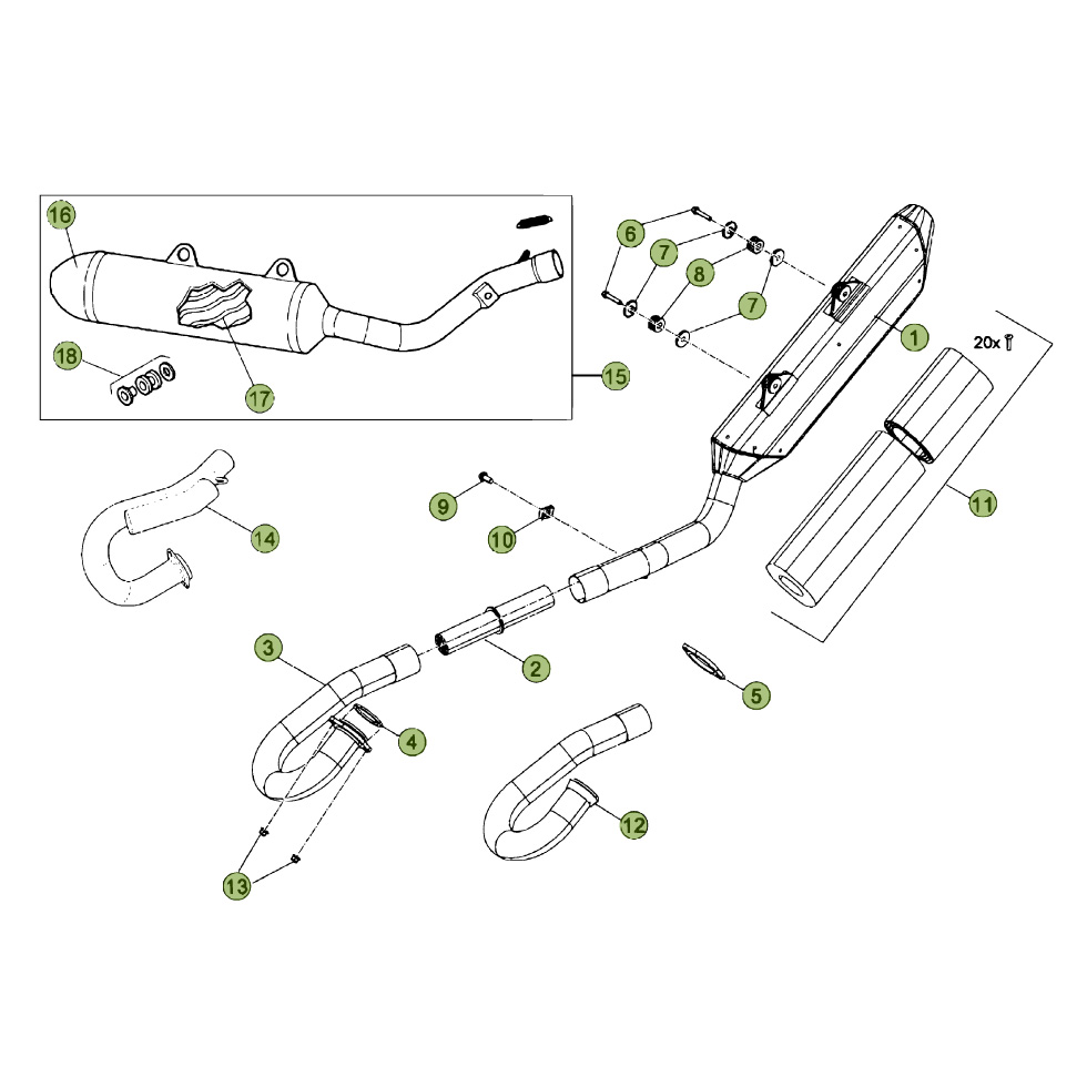 Beta RR450 12 Auspuffsystem Ersatzteile