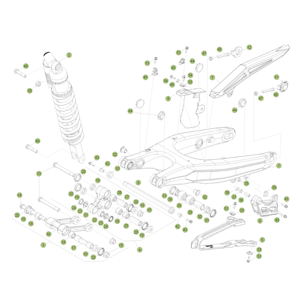 Beta RR450 14 Schwingarm - Federbein Ersatzteile Beta RR450 14 Schwingarm - Federbein Ersatzteile