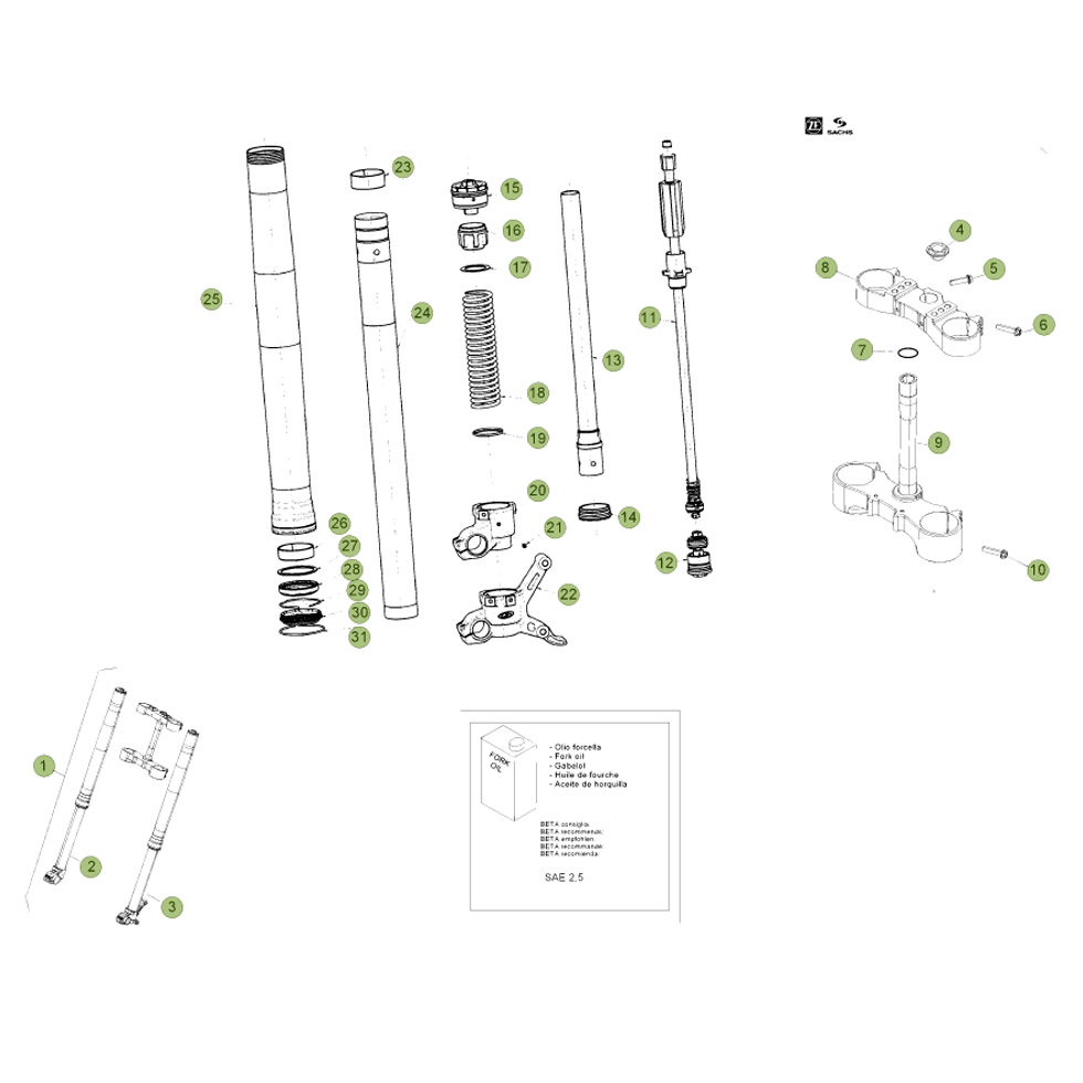 Beta RR450 Factory 12 Gabel 1 Ersatzteile Beta RR450 Factory 12 Gabel 1 Ersatzteile