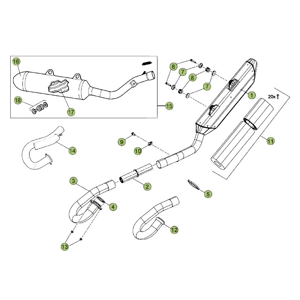 Beta RR450 Factory 12 Auspuffsystem Ersatzteile Beta RR450 Factory 12 Auspuffsystem Ersatzteile