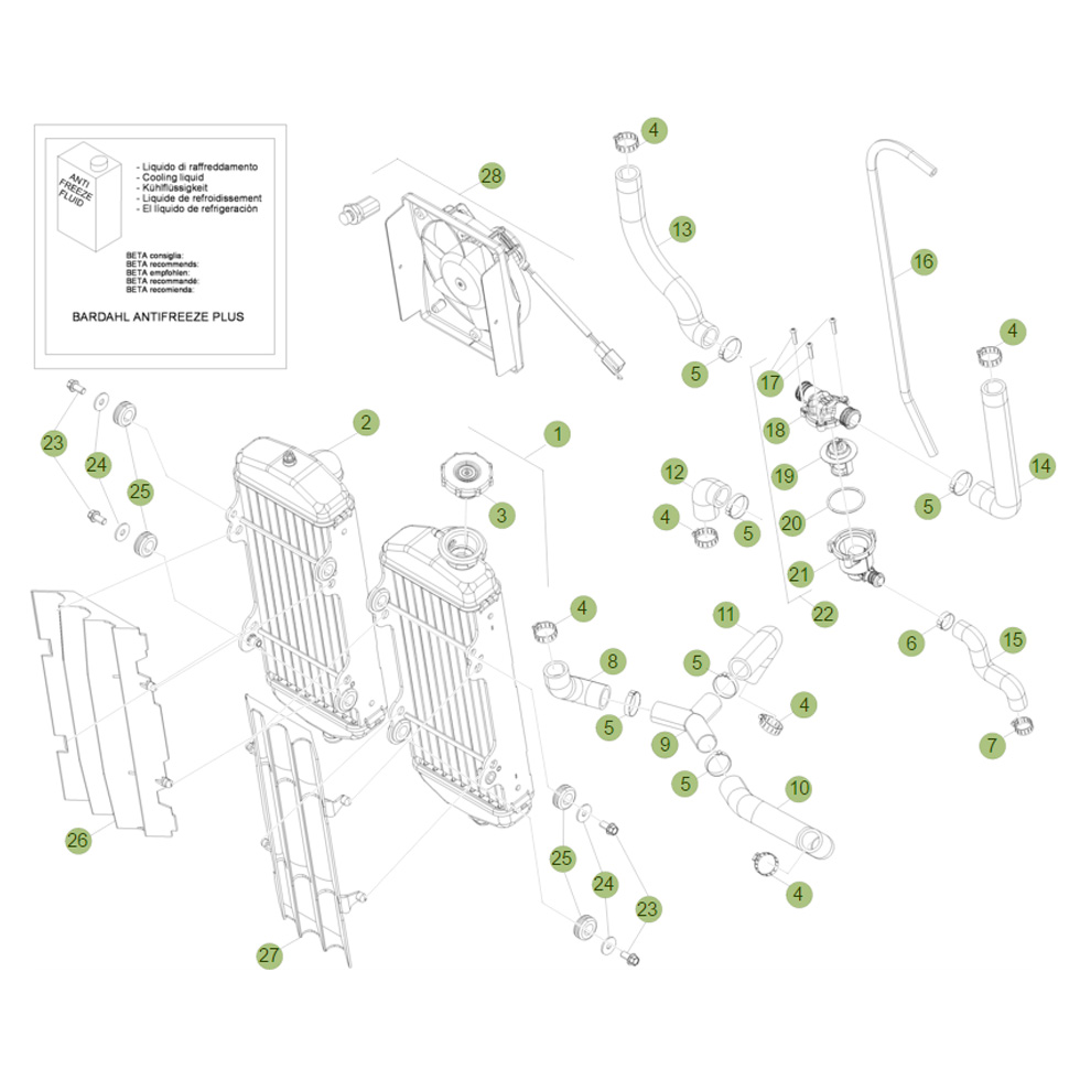 Beta RR450 Factory 12 Kühlsystem Ersatzteile Beta RR450 Factory 12 Kühlsystem Ersatzteile