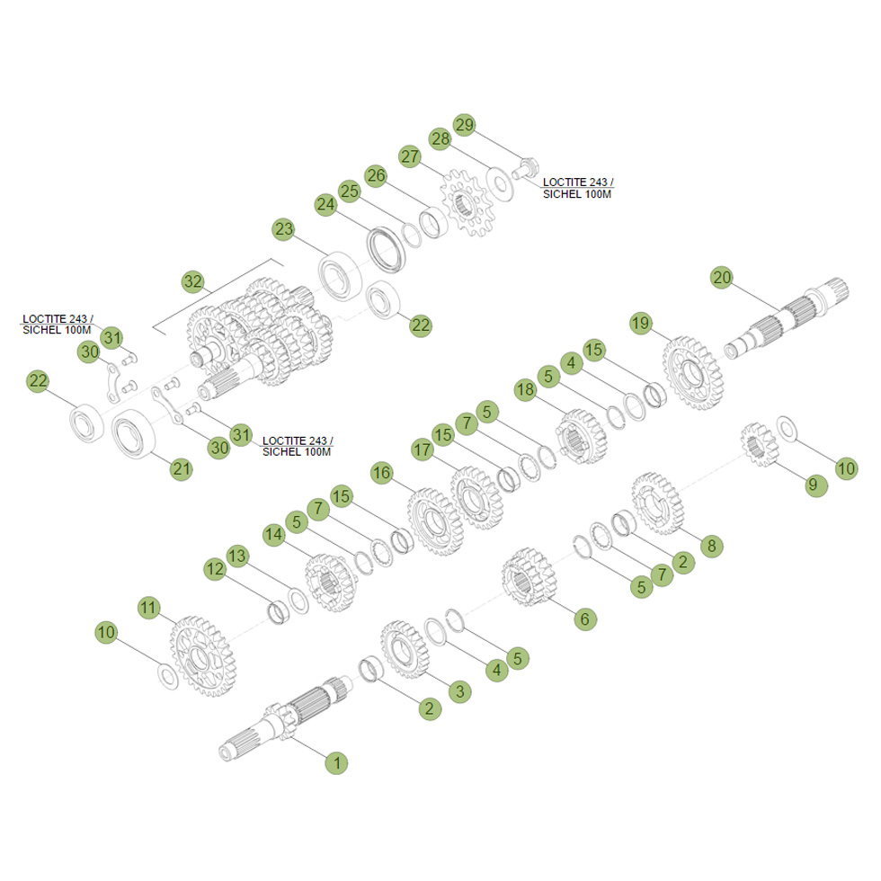 Beta RR450 Factory 12 Getriebe Ersatzteile Beta RR450 Factory 12 Getriebe Ersatzteile