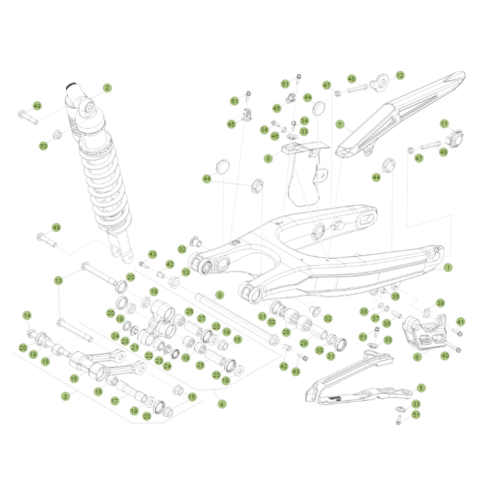 Beta RR480 15 Schwingarm/Federbein 1 Ersatzteile