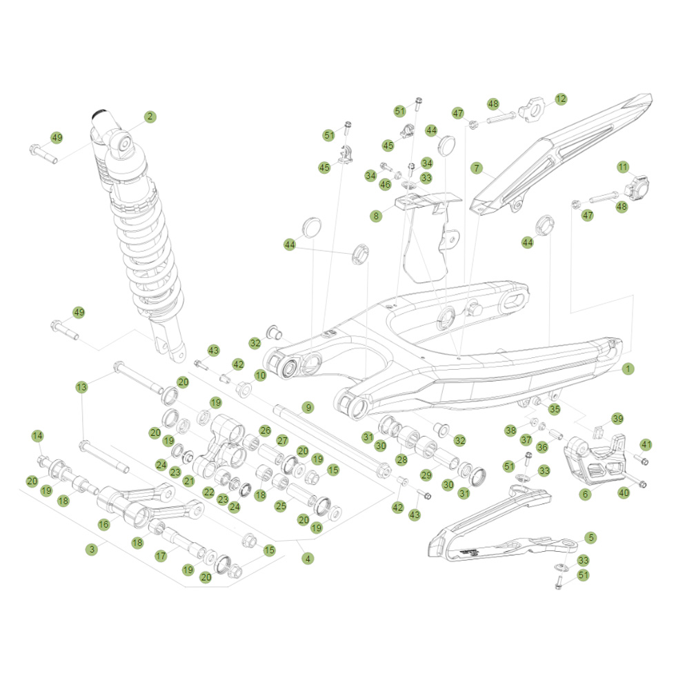Beta RR480 16 Schwingarm - Federbein Ersatzteile Beta RR480 16 Schwingarm - Federbein Ersatzteile